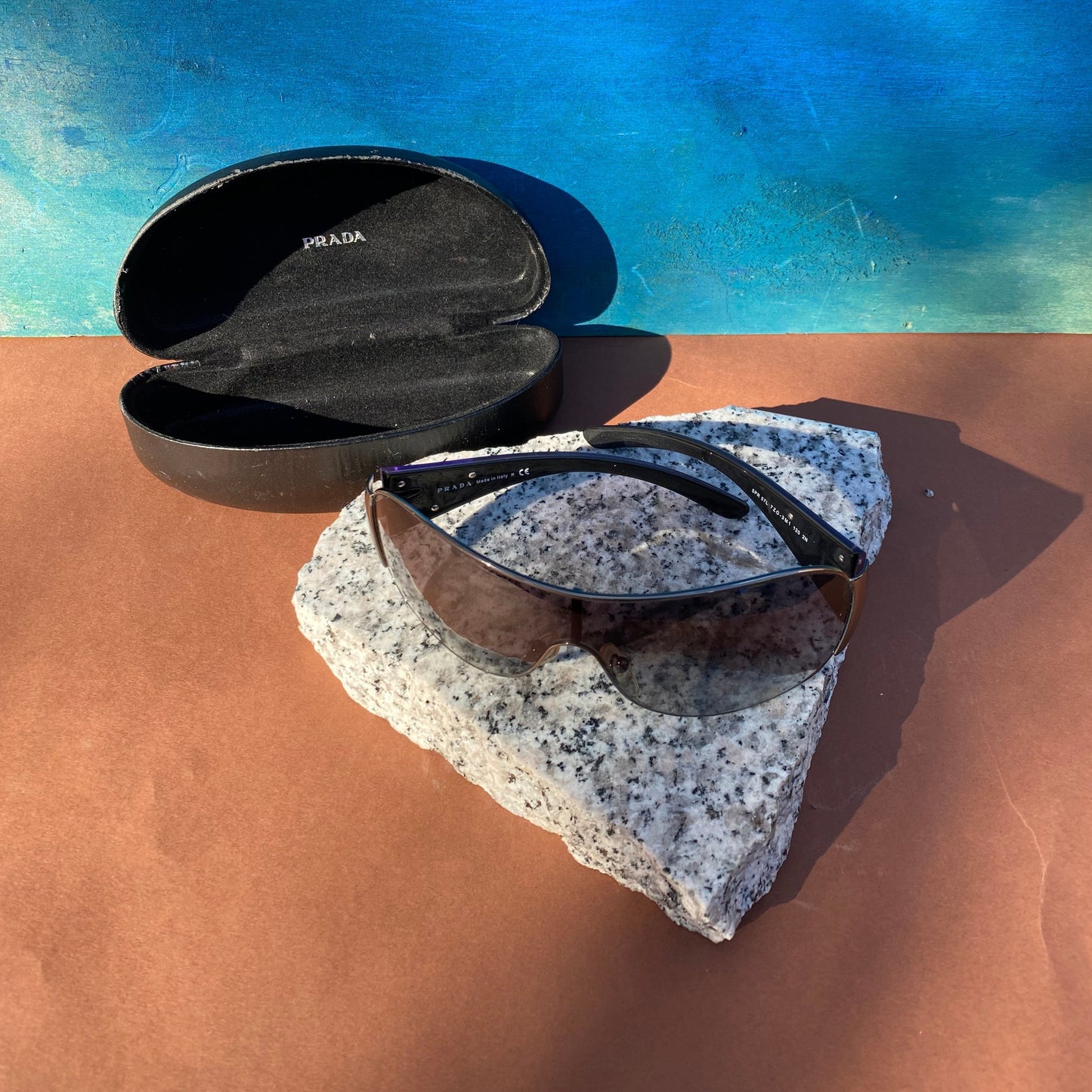 PRADA PURPLE SHIELD TRIANGLE LOGO SUNGLASSES